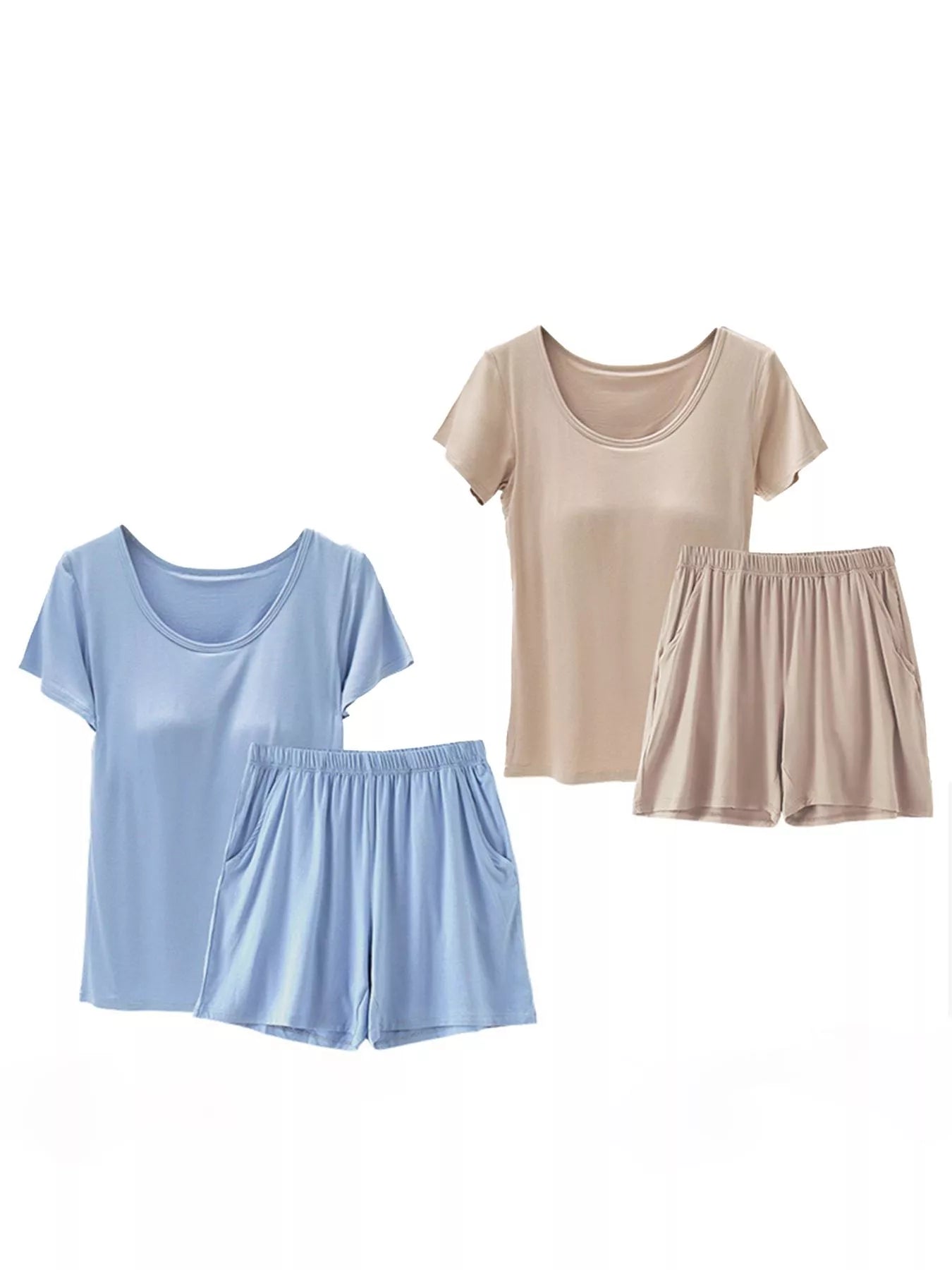 Plus Size Padded Modal Short Sleeve T-Shirt and Shorts Set