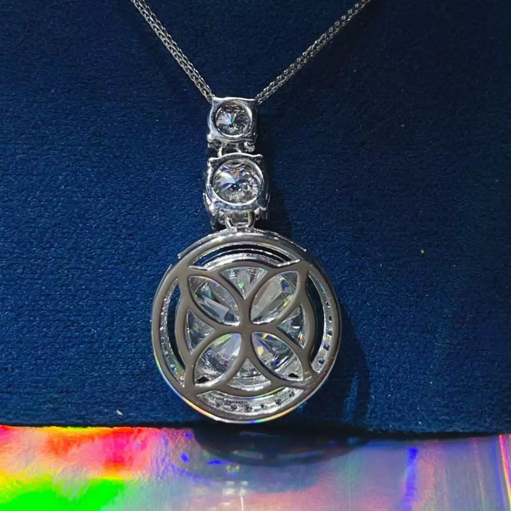 11.5 Carat Moissanite 925 Sterling Silver Pendant Necklace