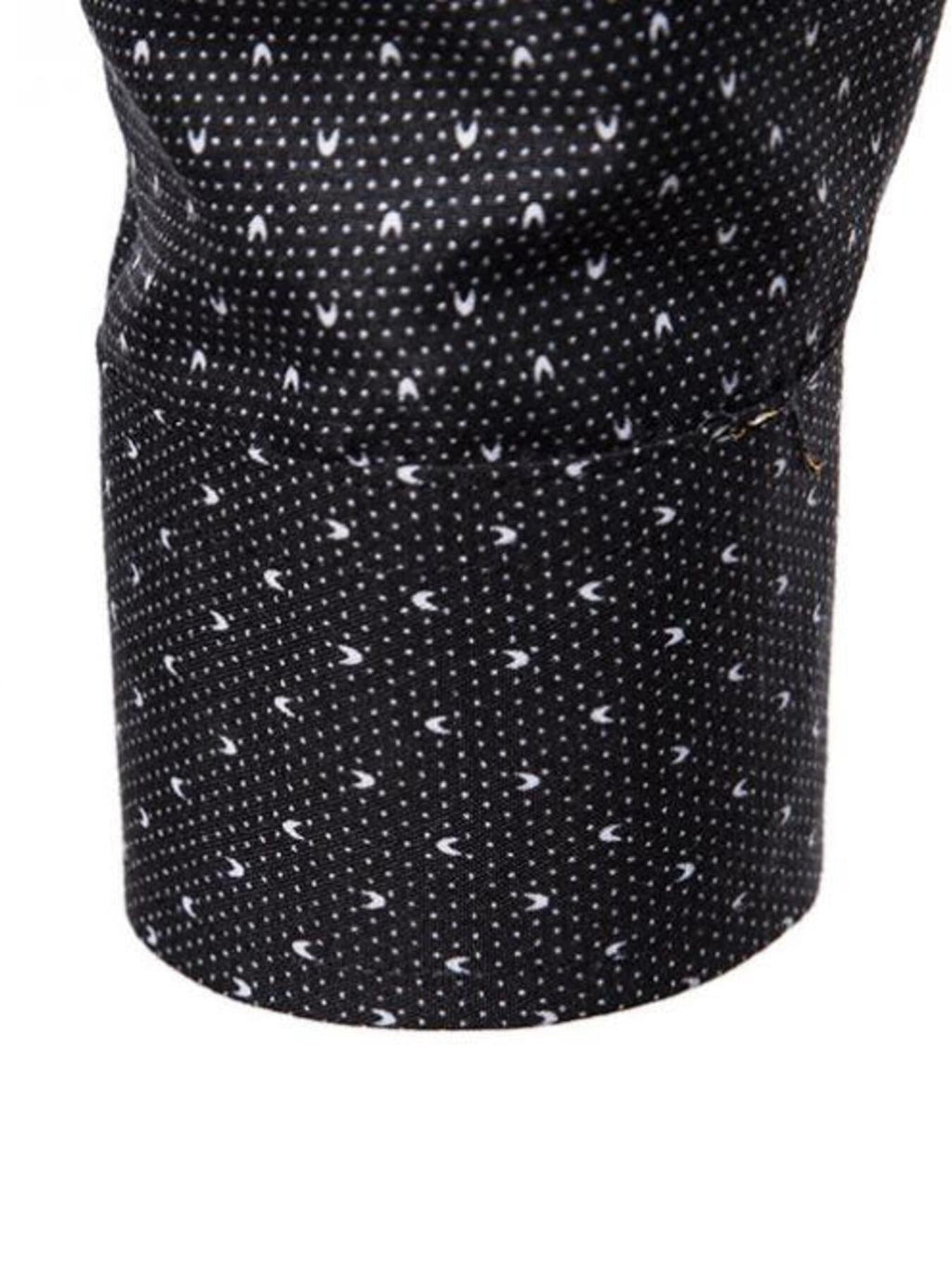 Men's Slim Fit Dotted Pattern Long Sleeve Shirt