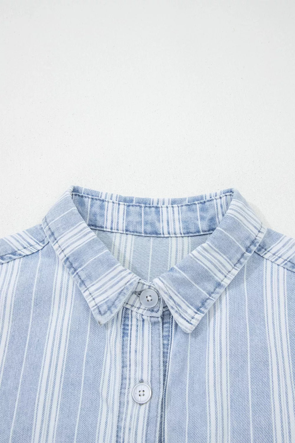 Stripe Boyfriend Chest Pocket Classic Denim Shacket