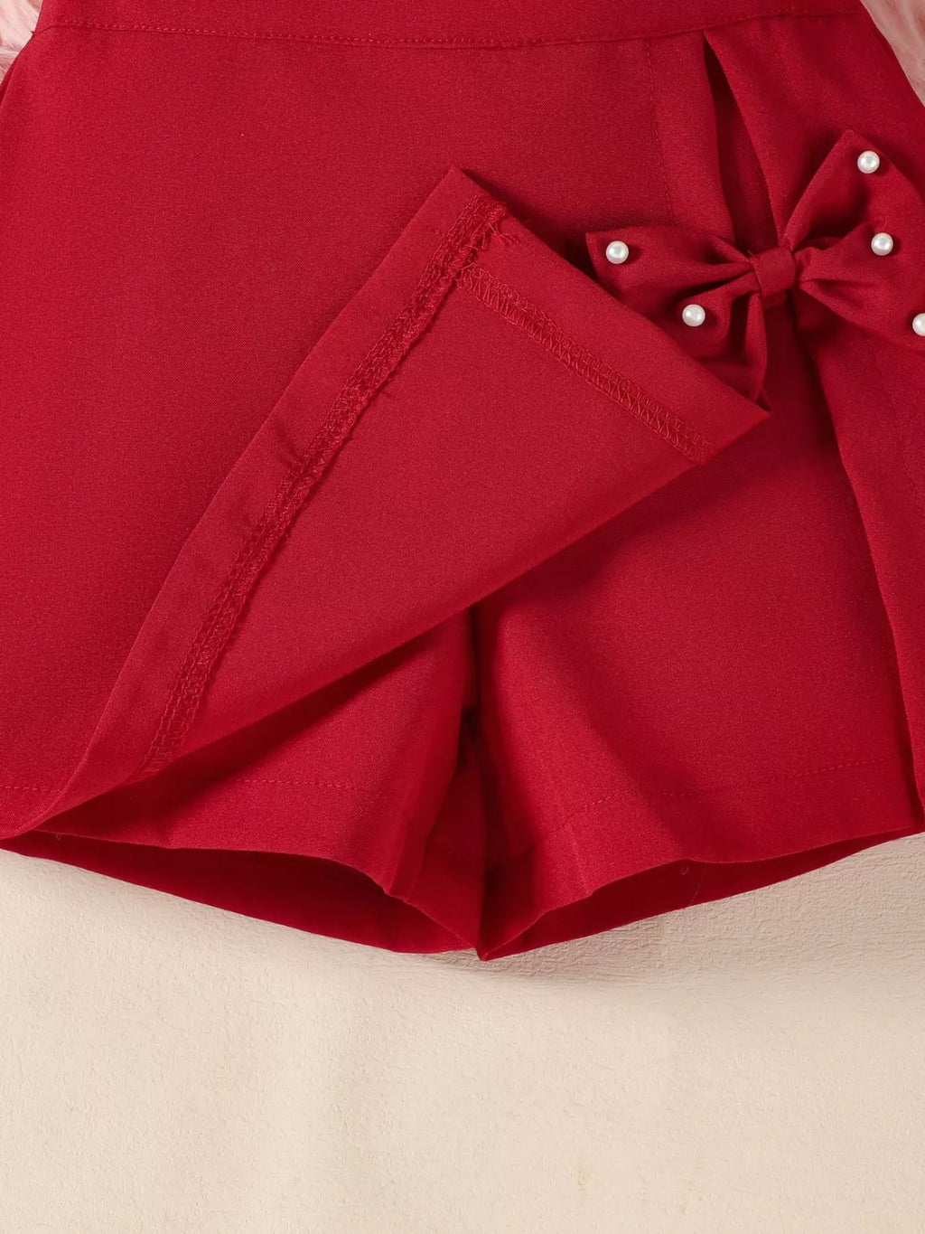 Children's Floral Applique Top & Bow Decor Skirt Set