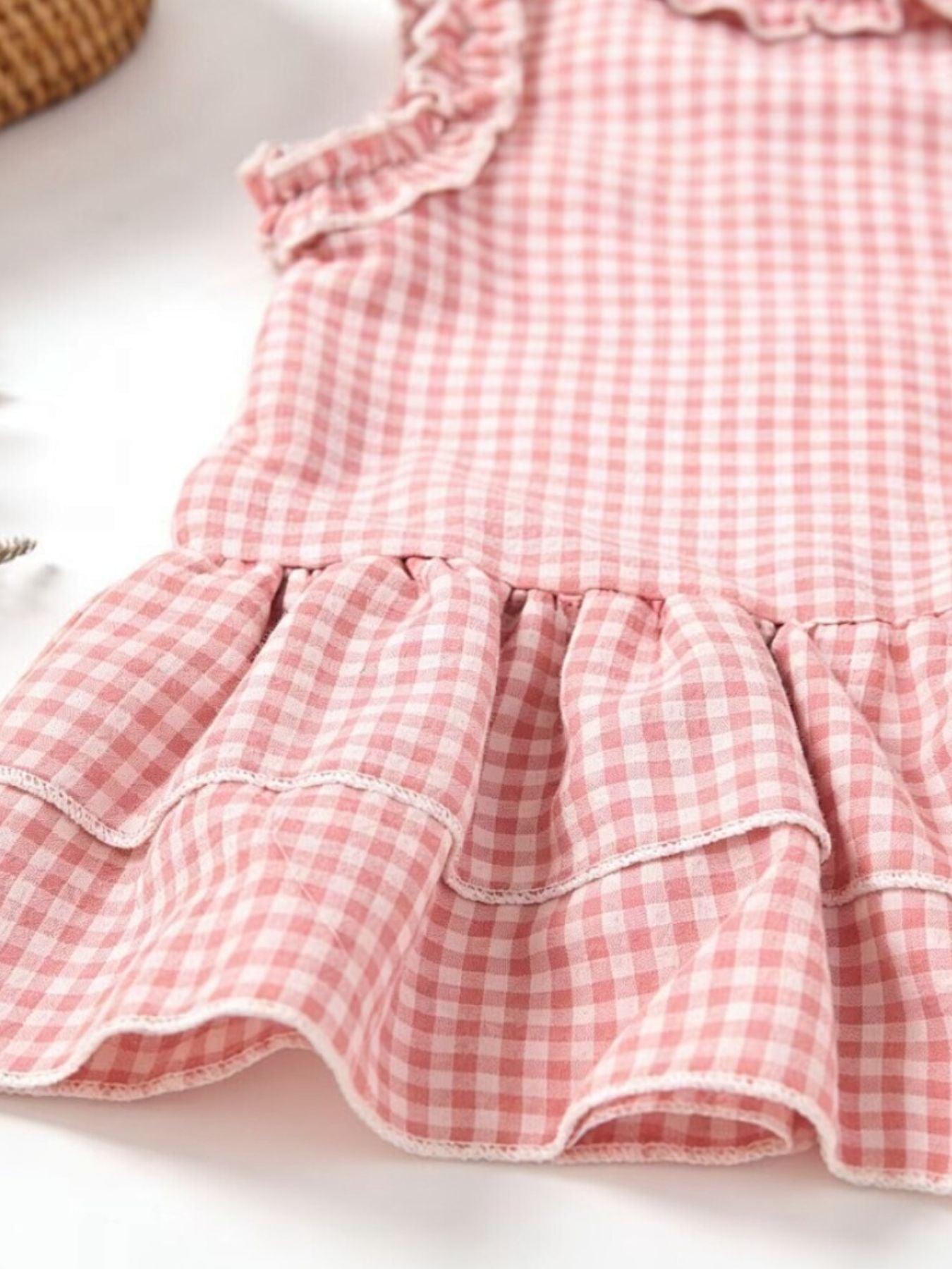 Children's Ruffled Gingham Sleeveless Dress