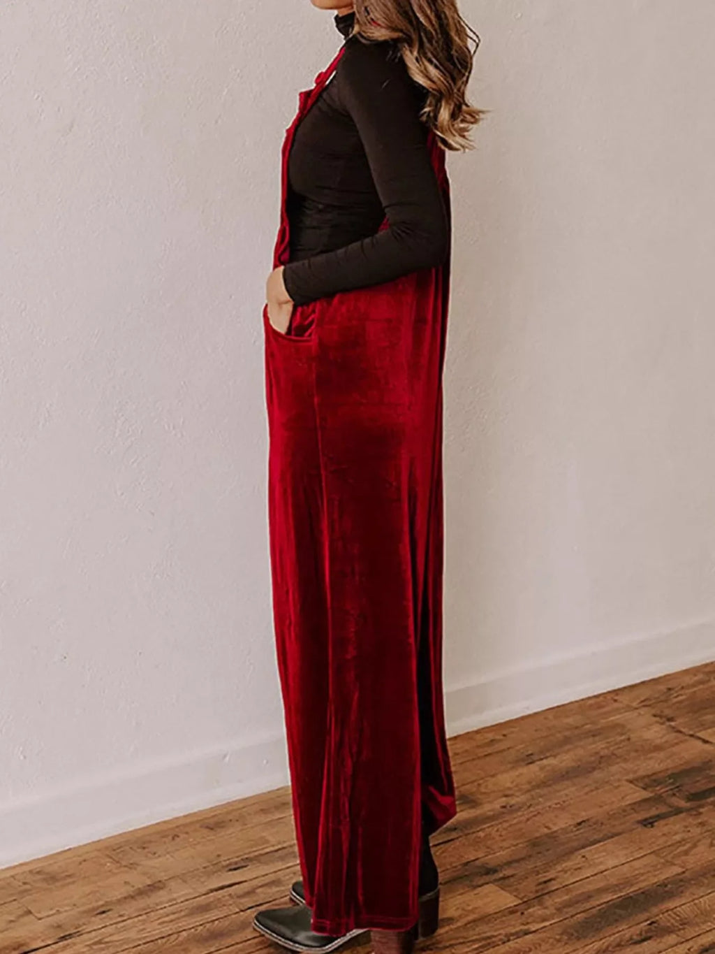 Velvet Wide Leg Overalls