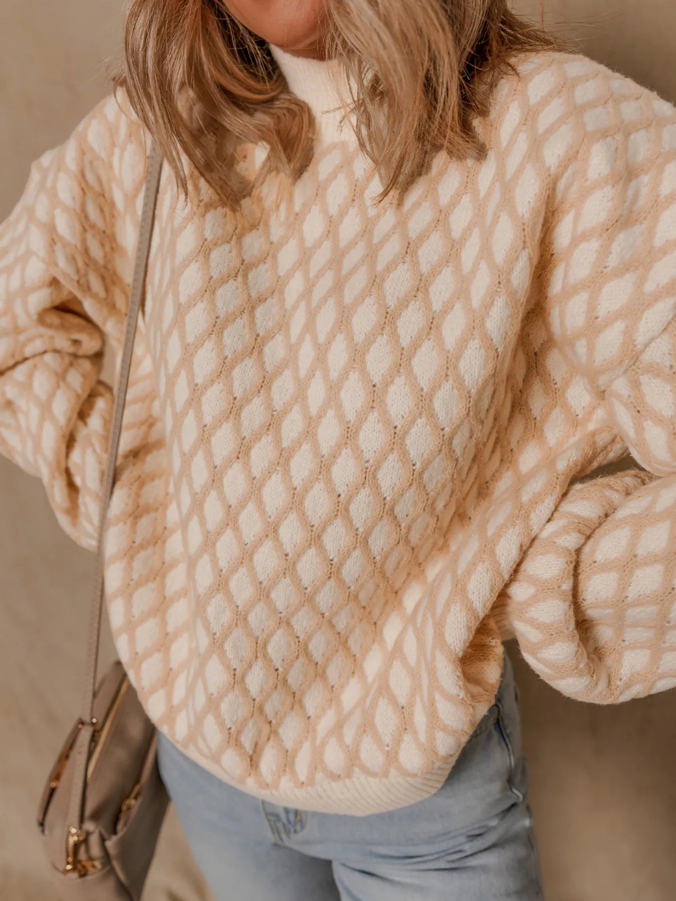 Textured Knit Mock Neck Sweater