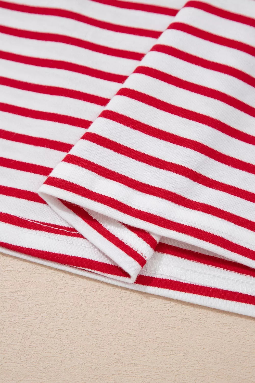 Stripe Floral Puff Sleeve Patchwork Round Neck Loose Top