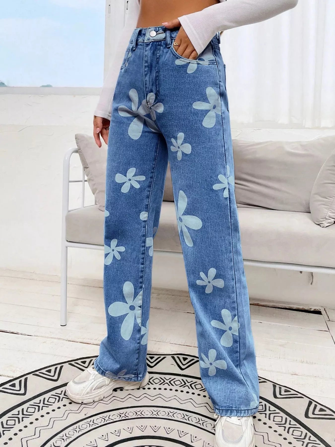 Floral Wide Leg Jeans