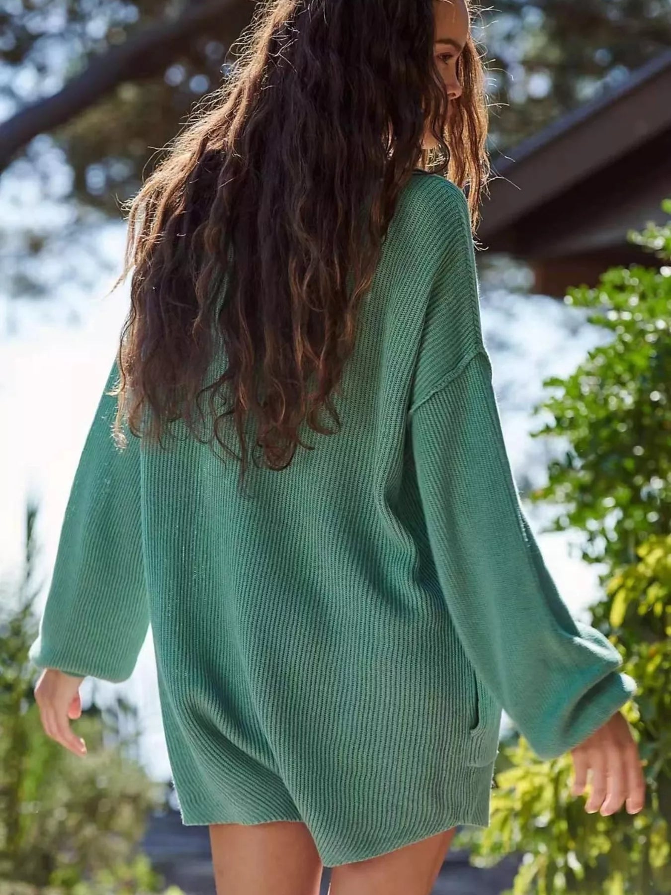 Ribbed Knit Long Sleeve Romper