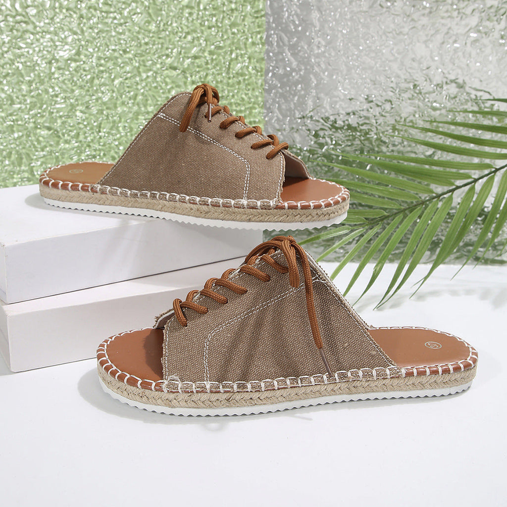 Open Toe Lace Up Sandals