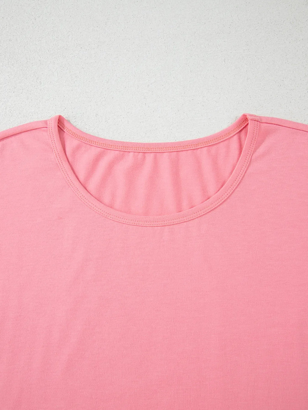 Ruffle Hem Round Neck Relaxed T-Shirt