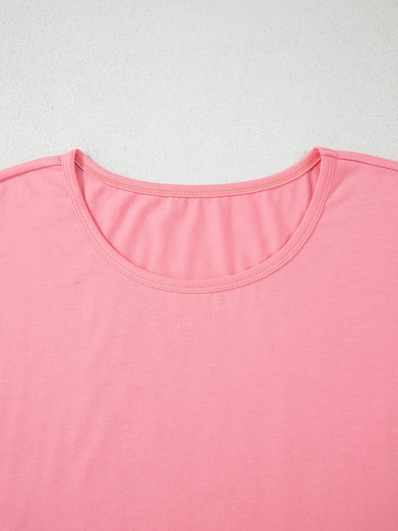 Ruffle Hem Round Neck Relaxed T-Shirt