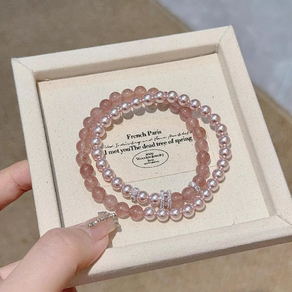 Pearl Beaded Bracelet 2 Piece Set
