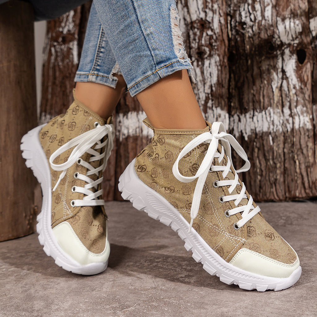 Lace Up Round Toe Sneakers