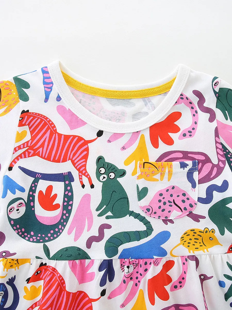 Children's Animal Print Short Sleeve Dress