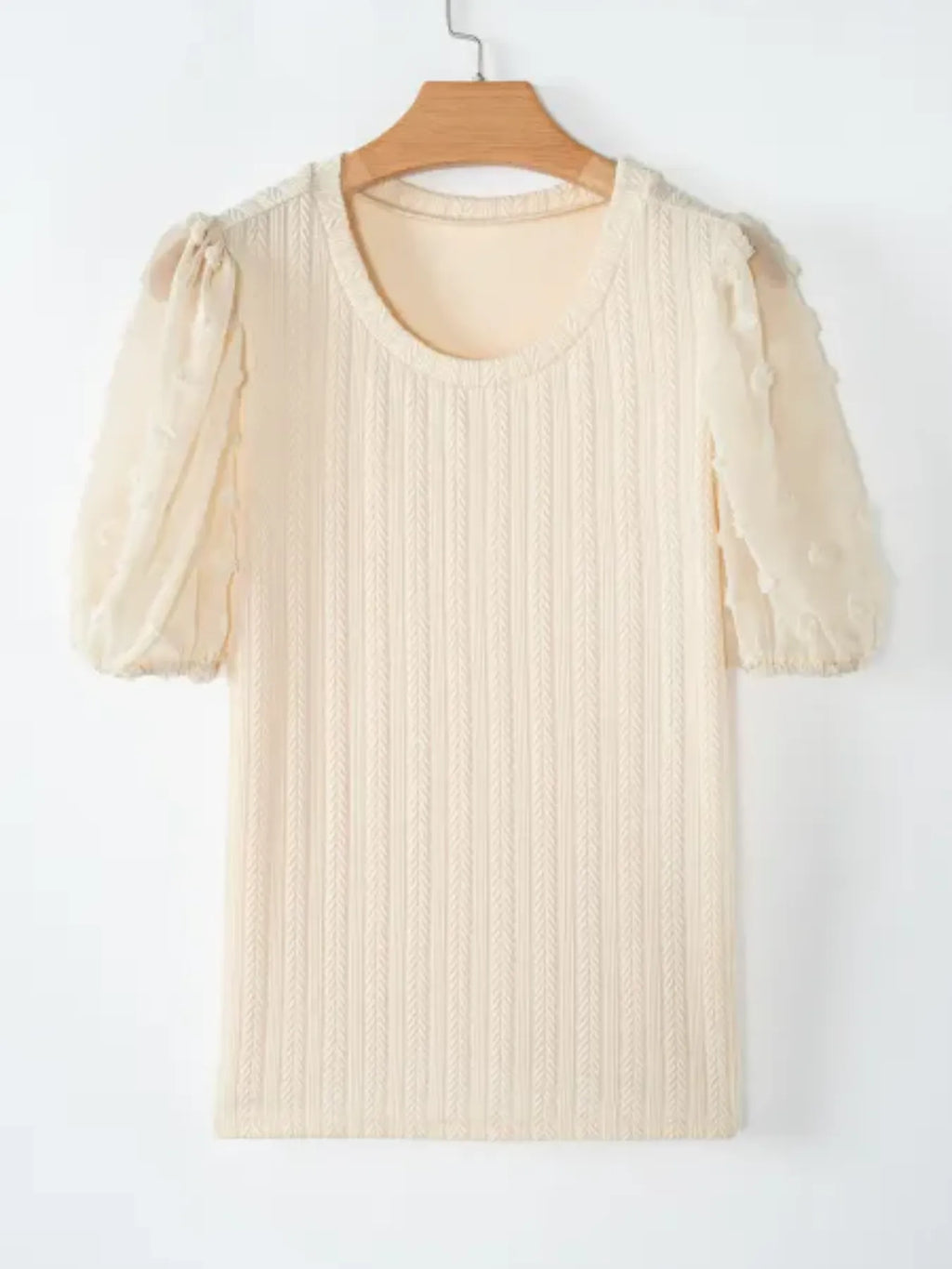 Textured Knit Round Neck Blouse