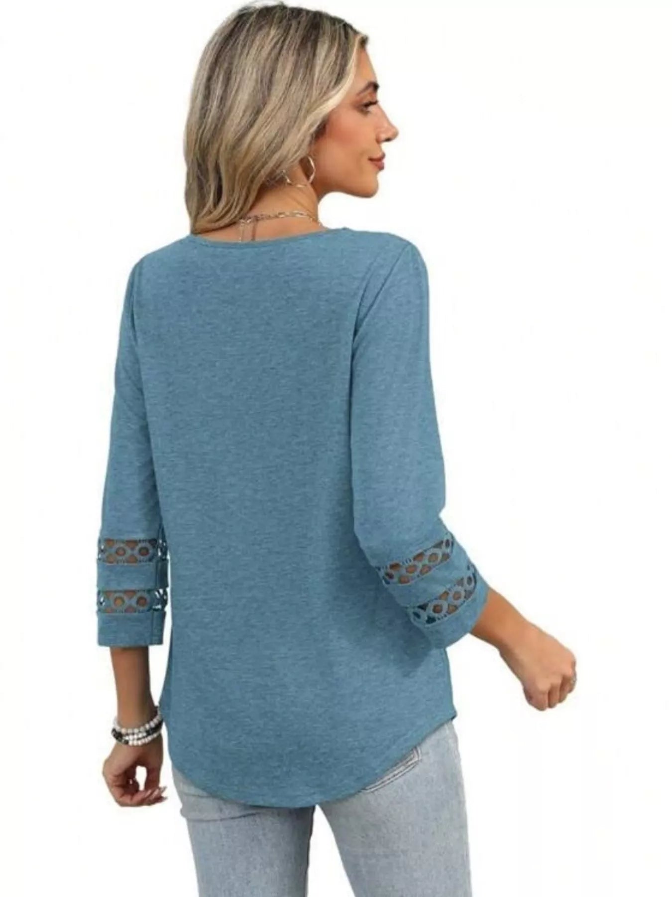 Full Size V-Neck 3/4 Sleeve T-Shirt Plus Size