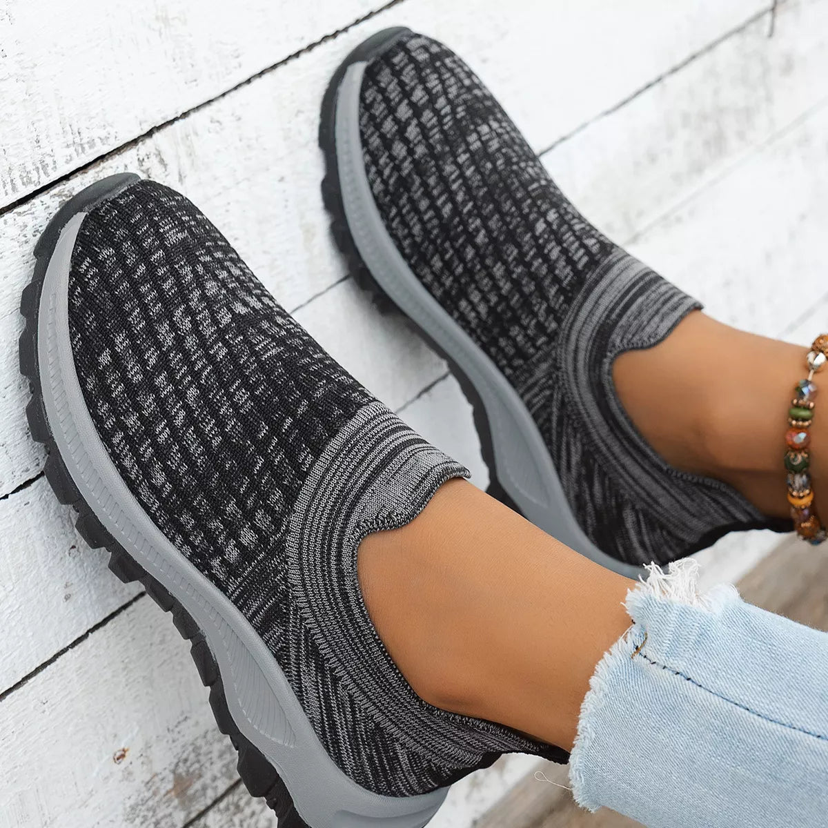 Round Toe Mesh Slip-Ons
