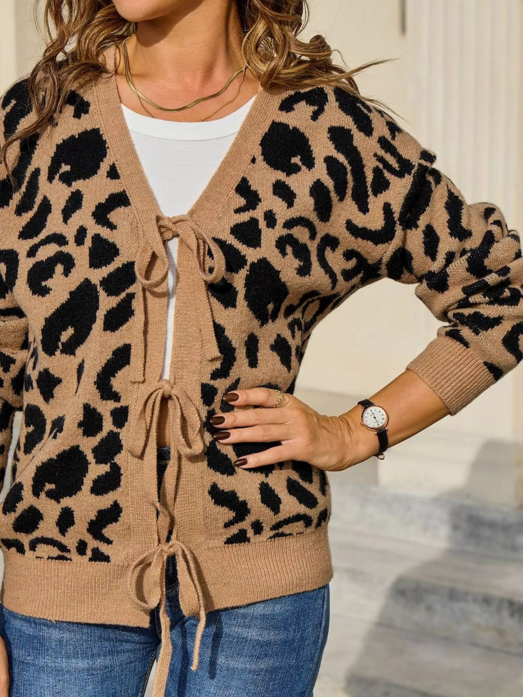 Leopard Tie-Front Cardigan