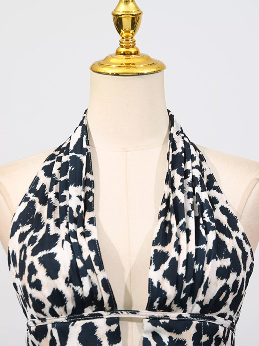Leopard Print Halter Neck Mini Dress