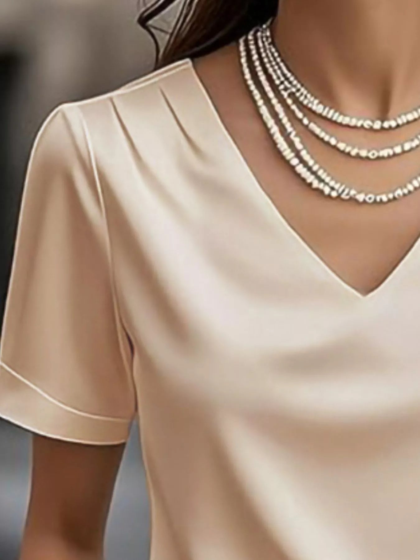 Elegant V-Neck Short Sleeve Ruched Top