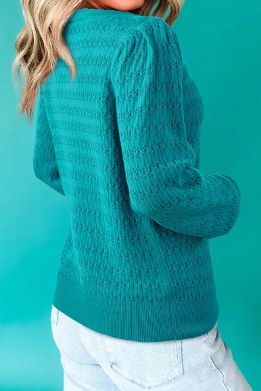 Texture Round Neck Long Sleeve Sweater