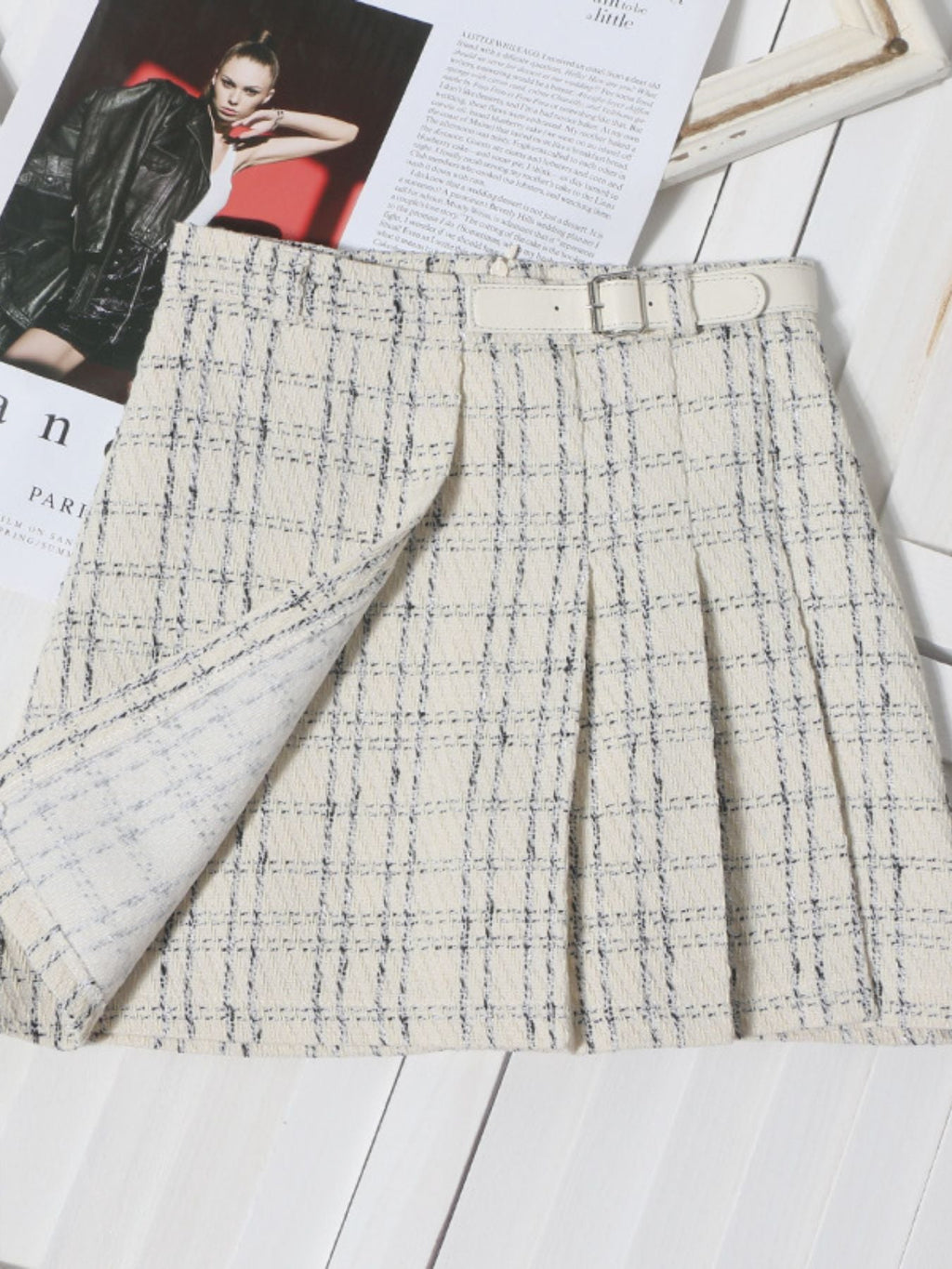 Pleated Plaid Mini Skirt