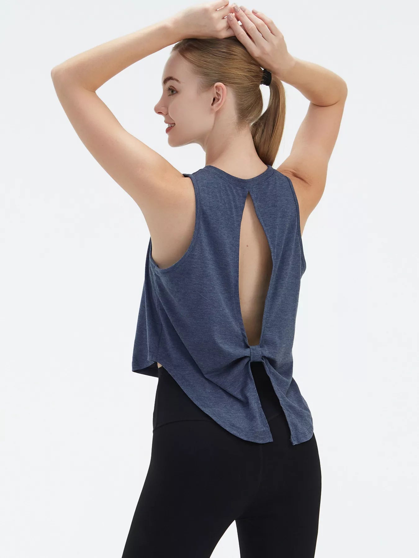 Cutout Back Round Neck Active Tank