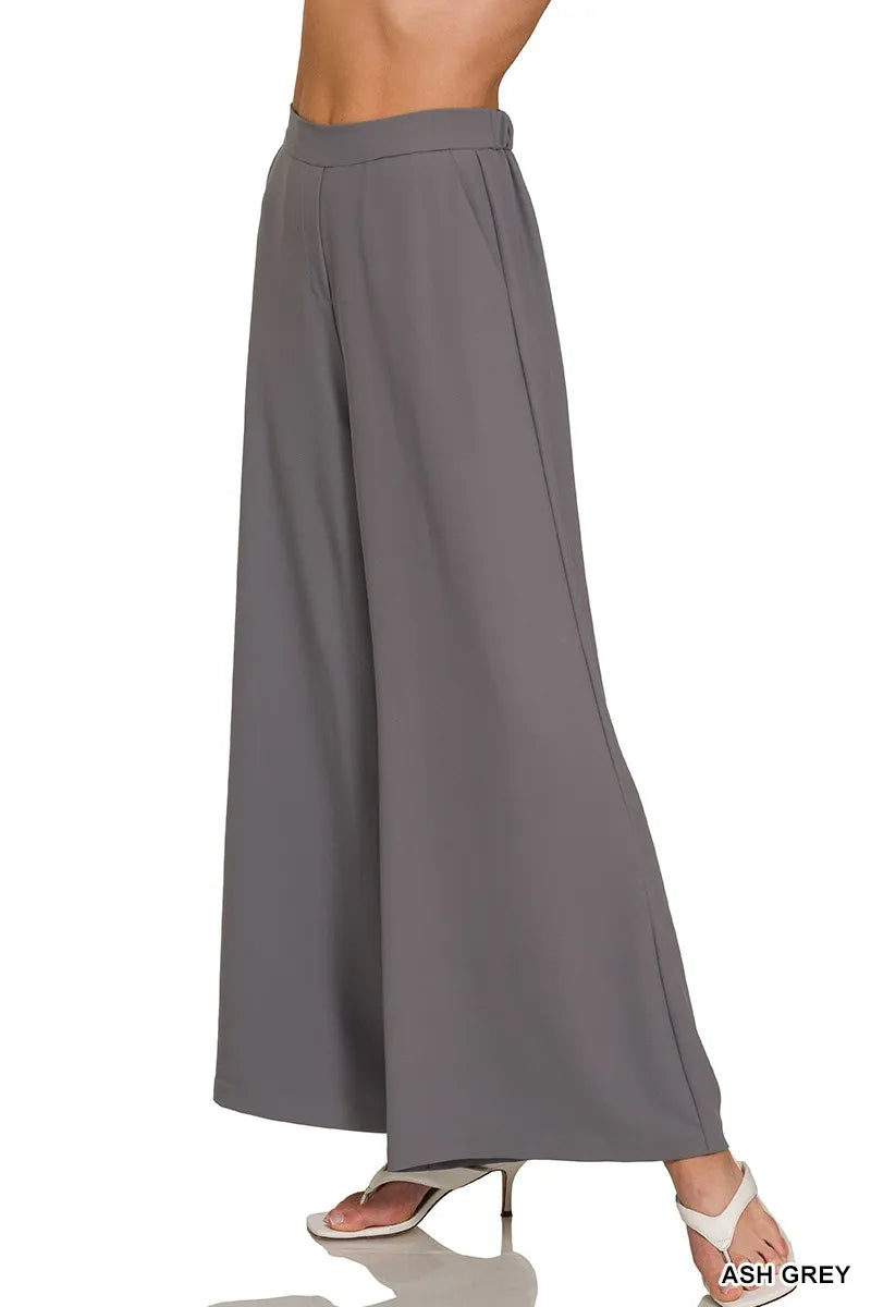 Zenana Relaxed Fit Elastic Waisted Wide Leg Pants