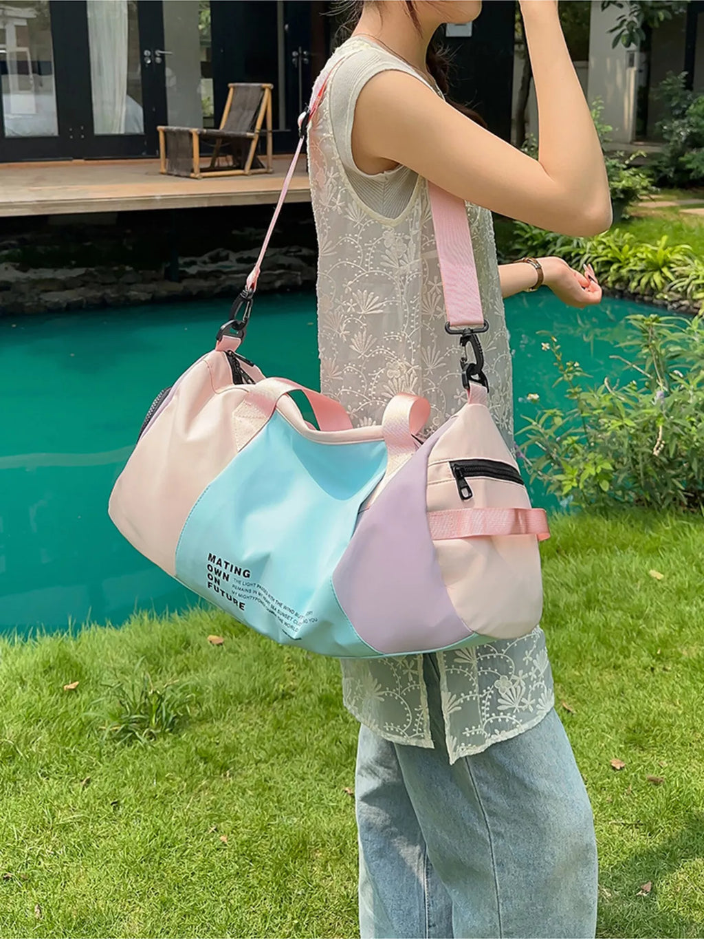 Color Block Duffle Bag