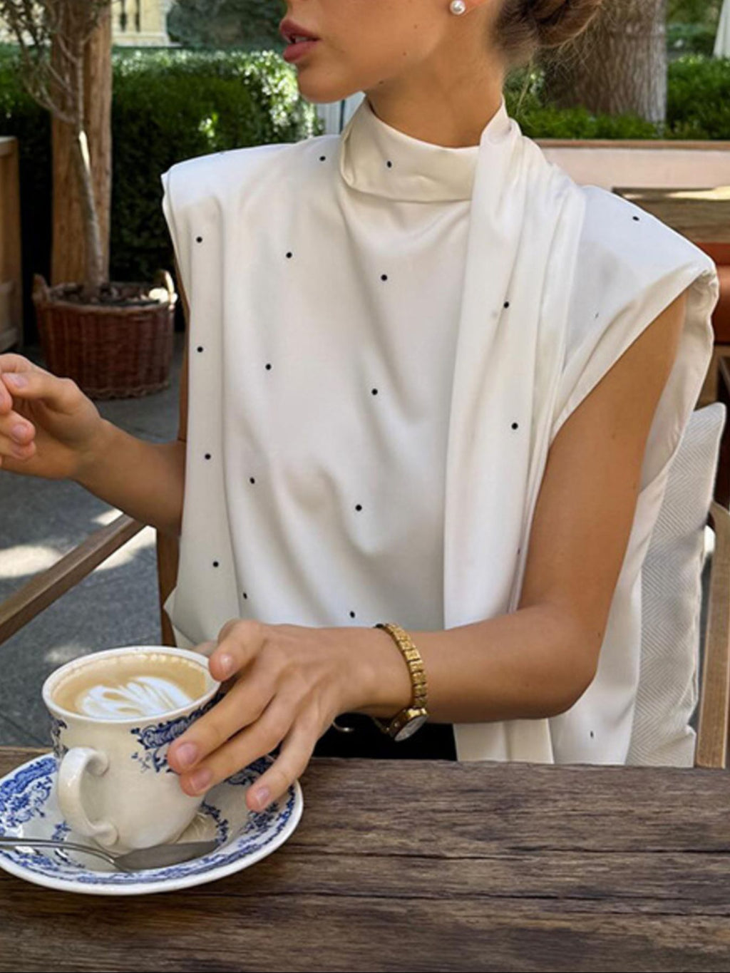 Polka Dot High Neck Tank