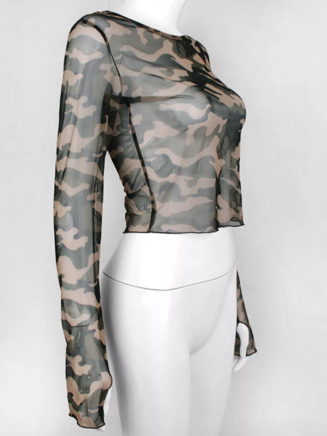 Camouflage Mesh Long Sleeve T-Shirt