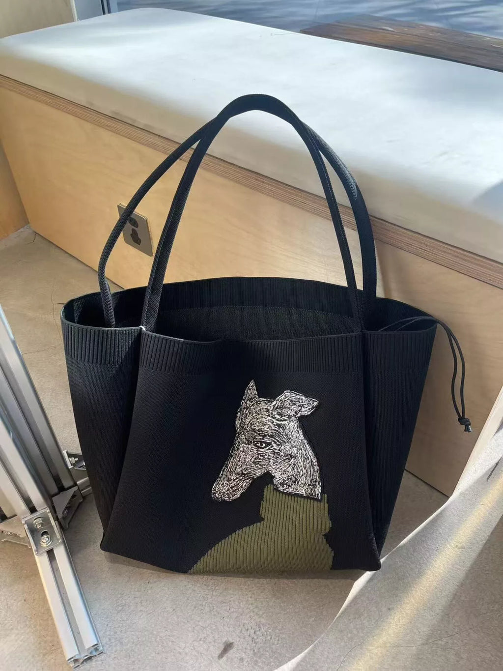 Dog Knit Shoulder Bag