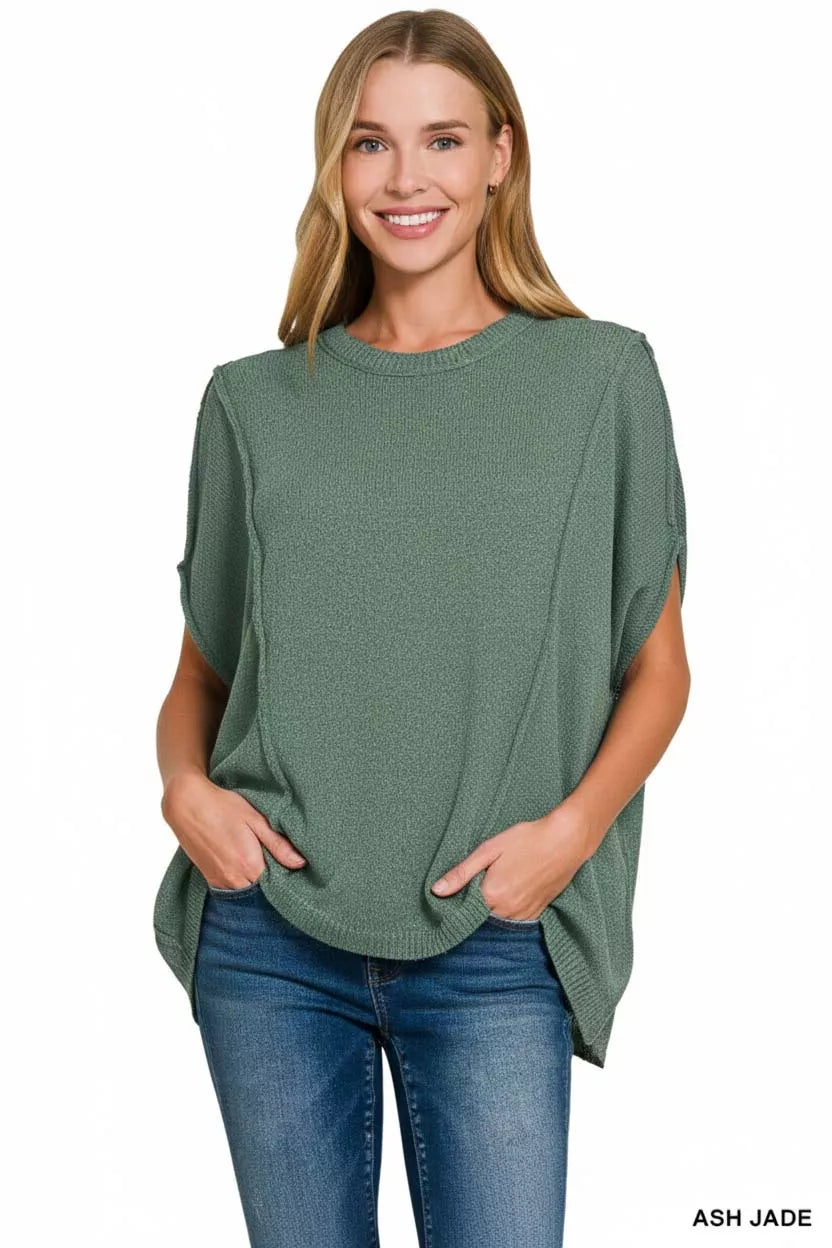 Zenana Drop Shoulder Short Sleeve Knit Top