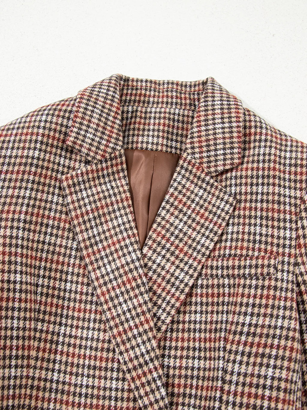 Houndstooth Lapel Collar Blazer