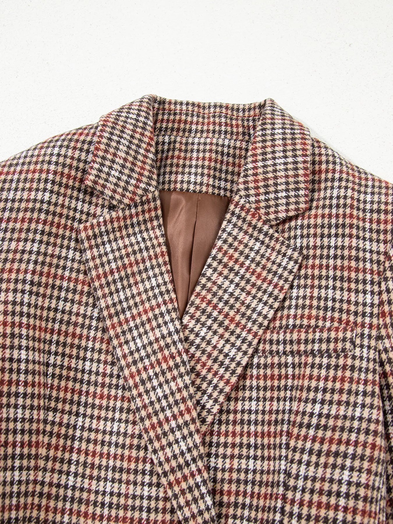 Houndstooth Lapel Collar Blazer