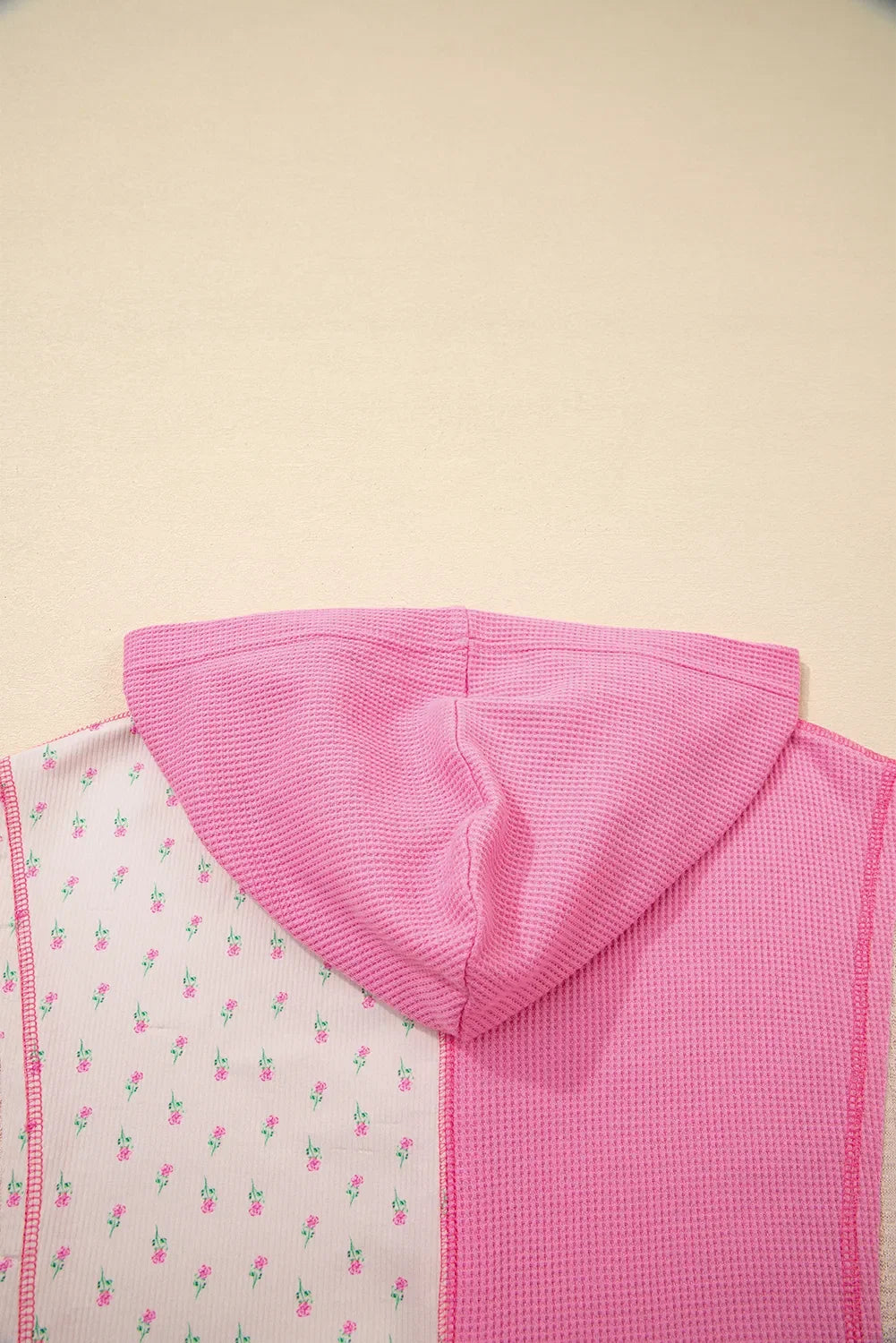 Color Block Button Detail Hoodie