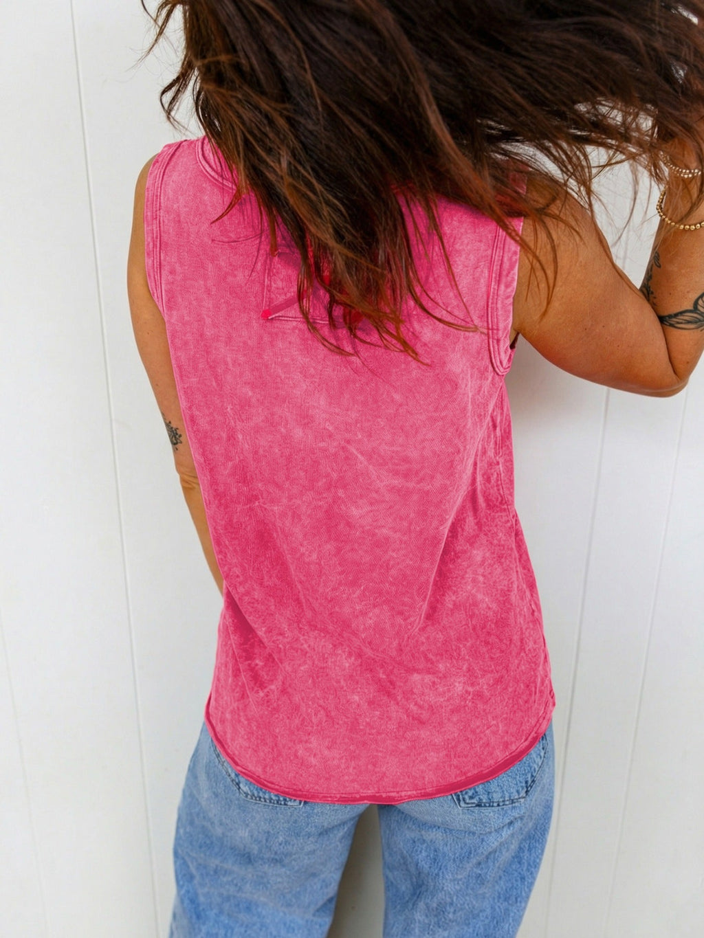 Mineral Wash V Neck Tank Top