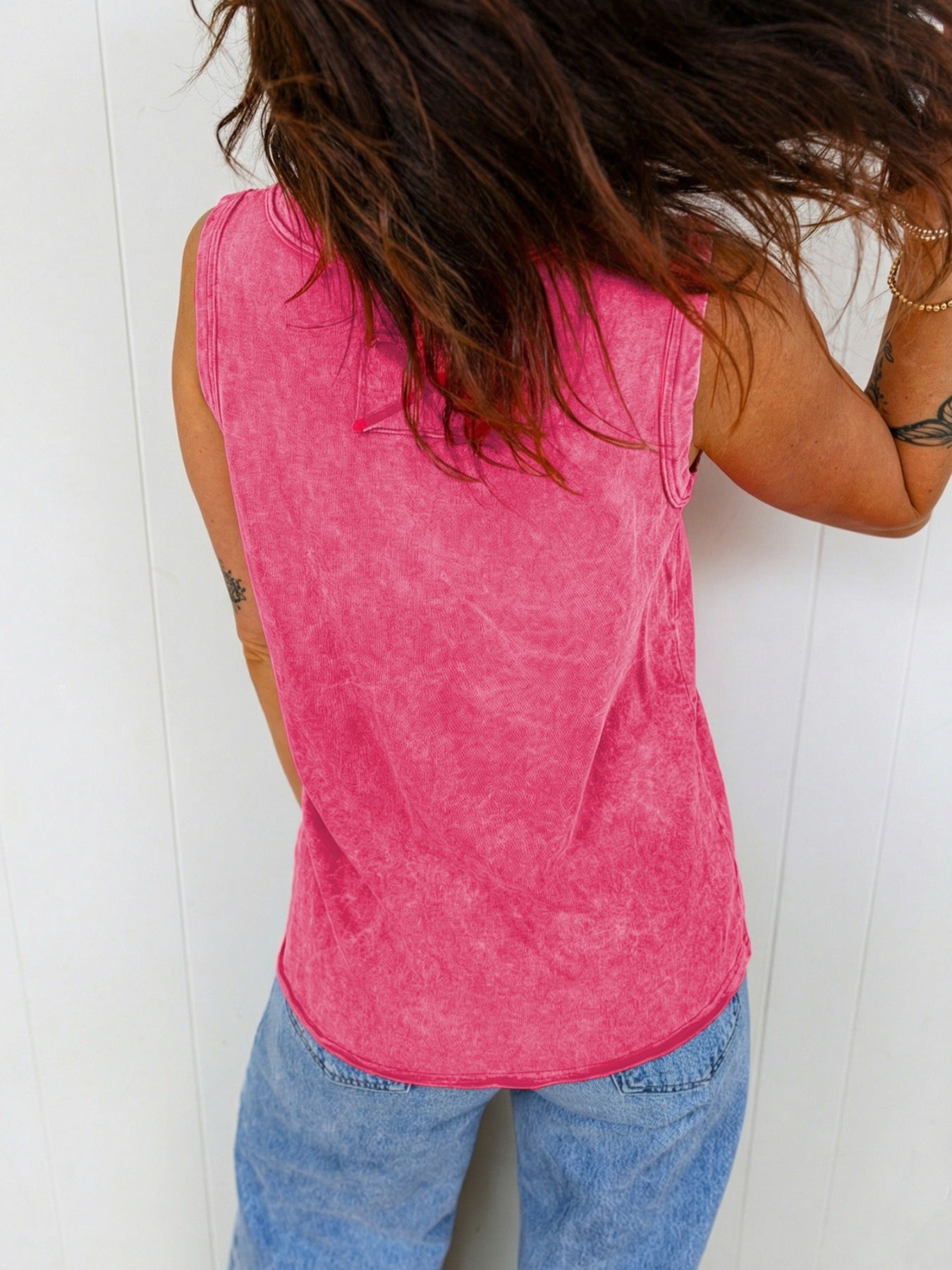 Mineral Wash V Neck Tank Top