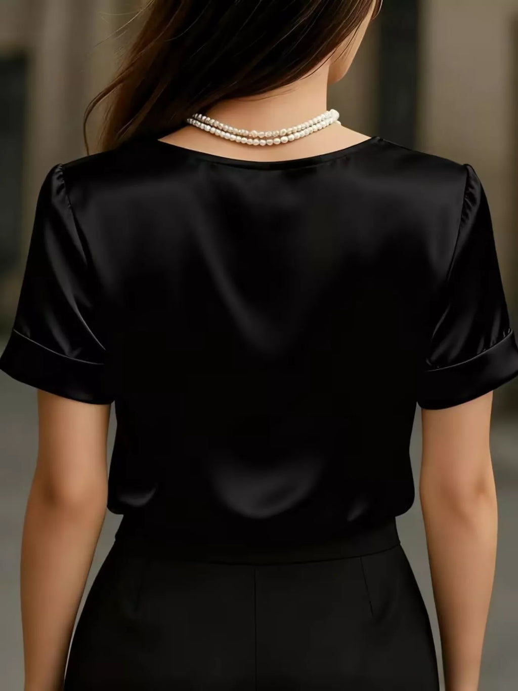 Elegant V-Neck Short Sleeve Ruched Top