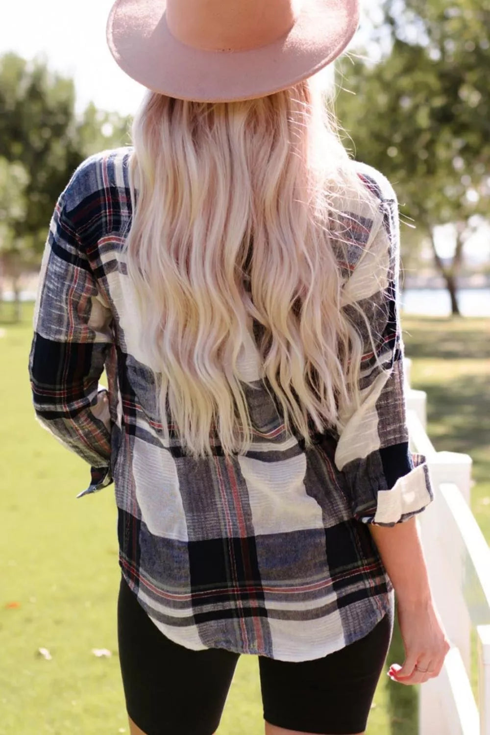 Plaid Button-Down Long Sleeve Shirt