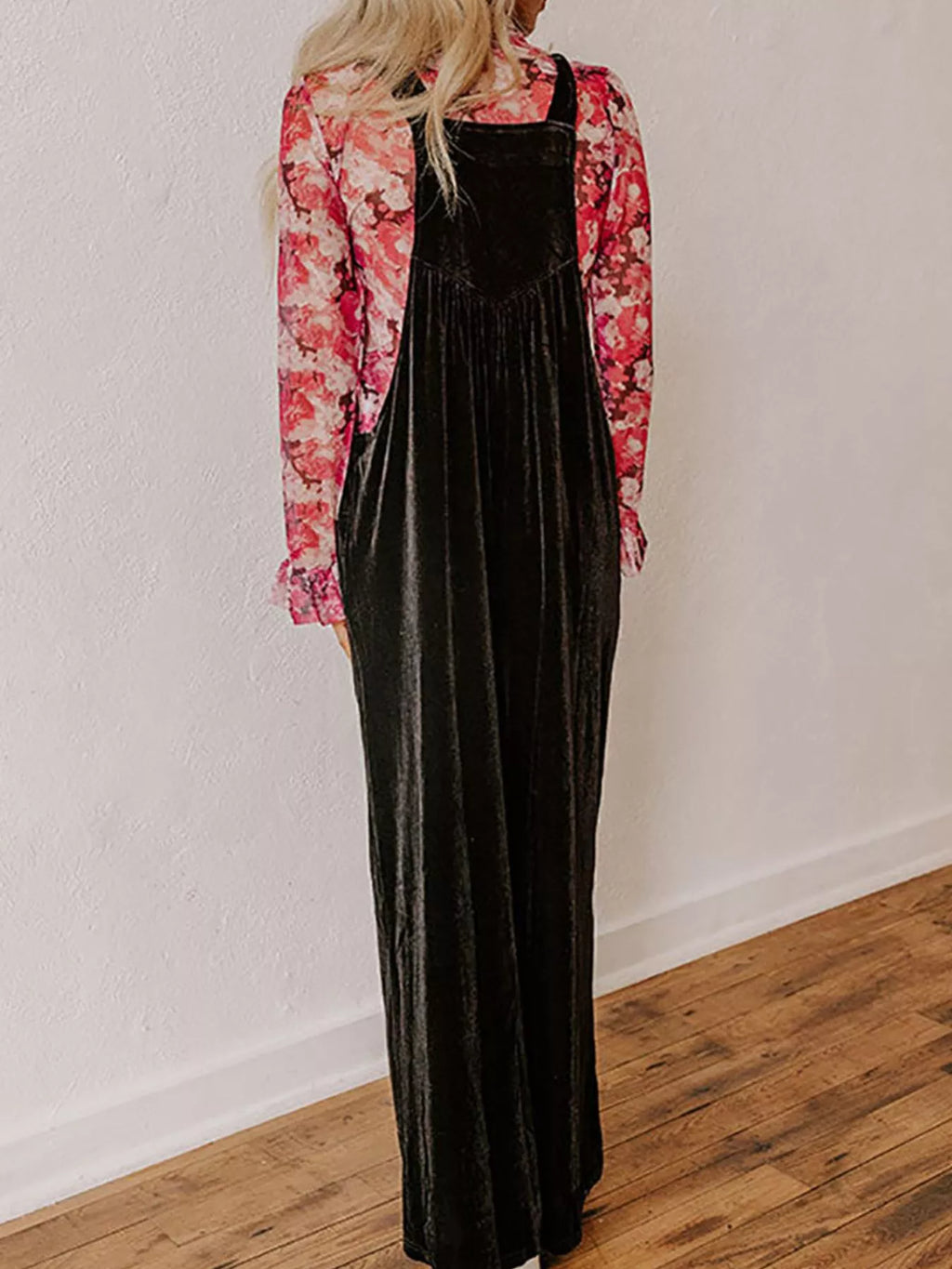 Velvet Wide Leg Overalls