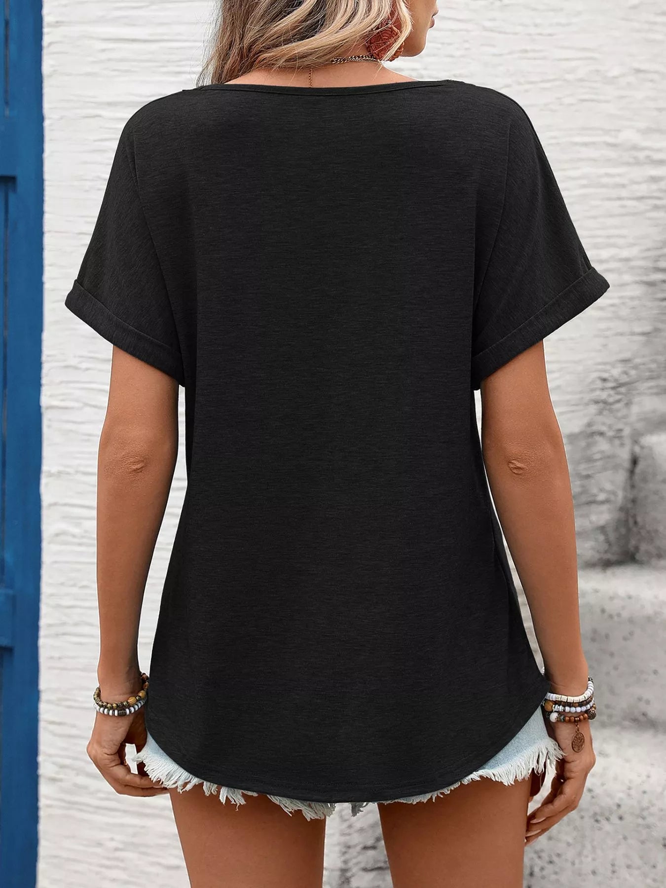 Lace Trim Short Sleeve T-Shirt