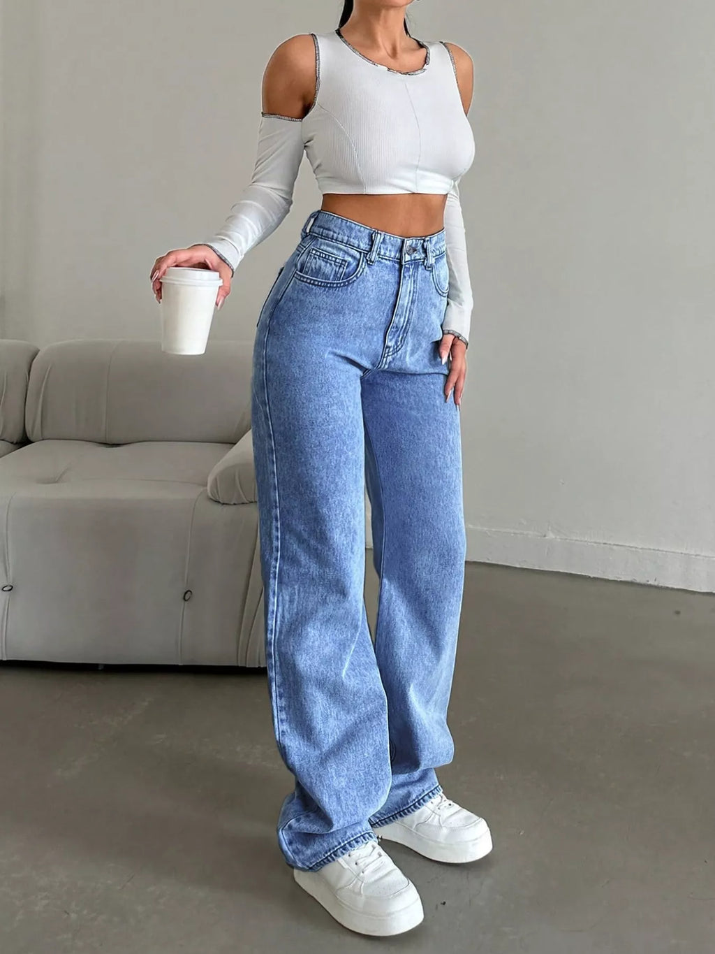 High-Waisted Wide Leg Jeans