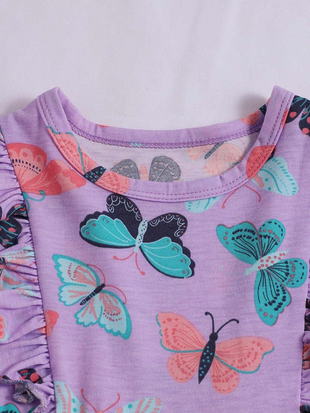 Children's Butterfly Print Ruffled Dress
