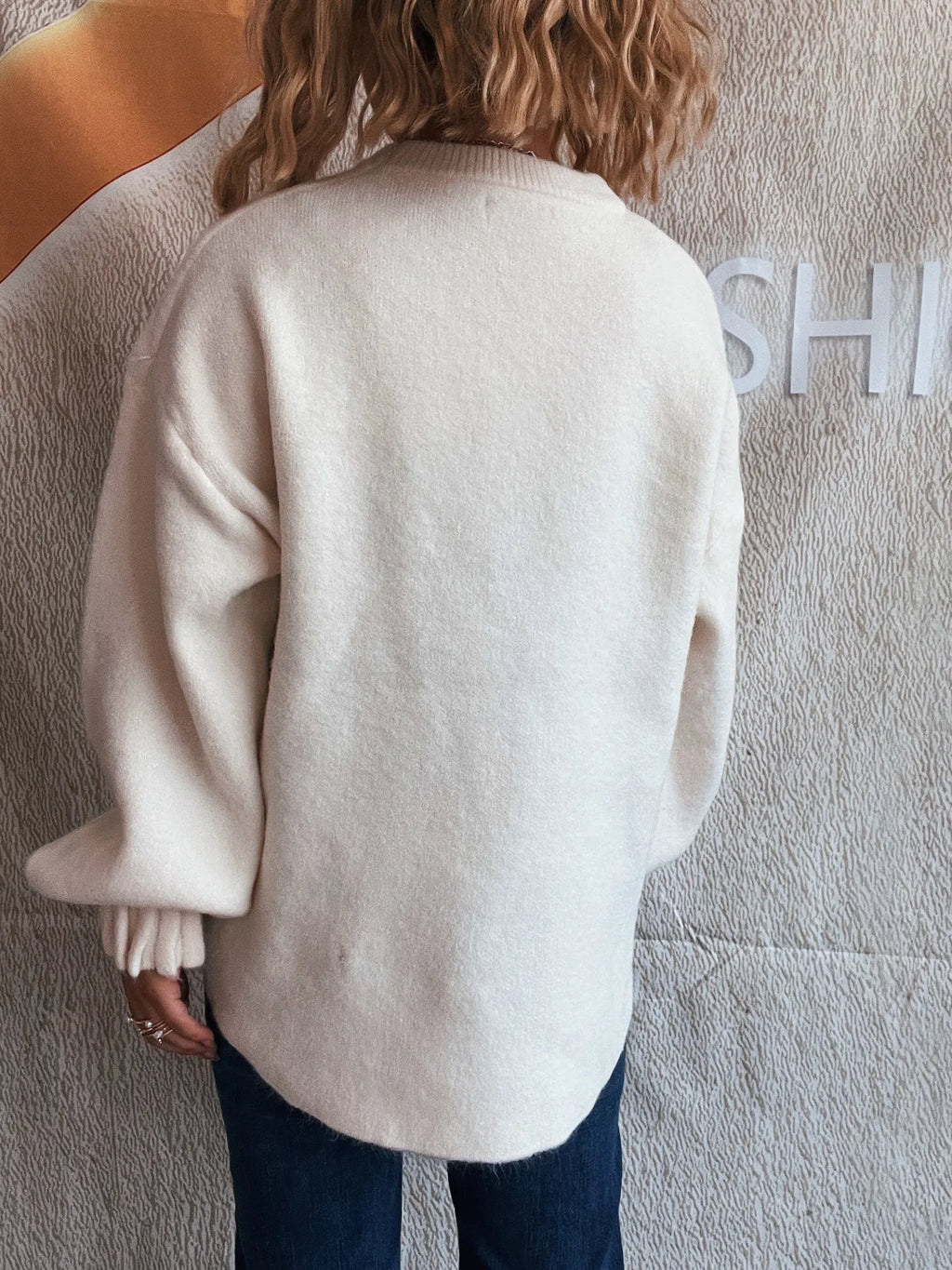 Round Neck Dropped Shoulder Sweater