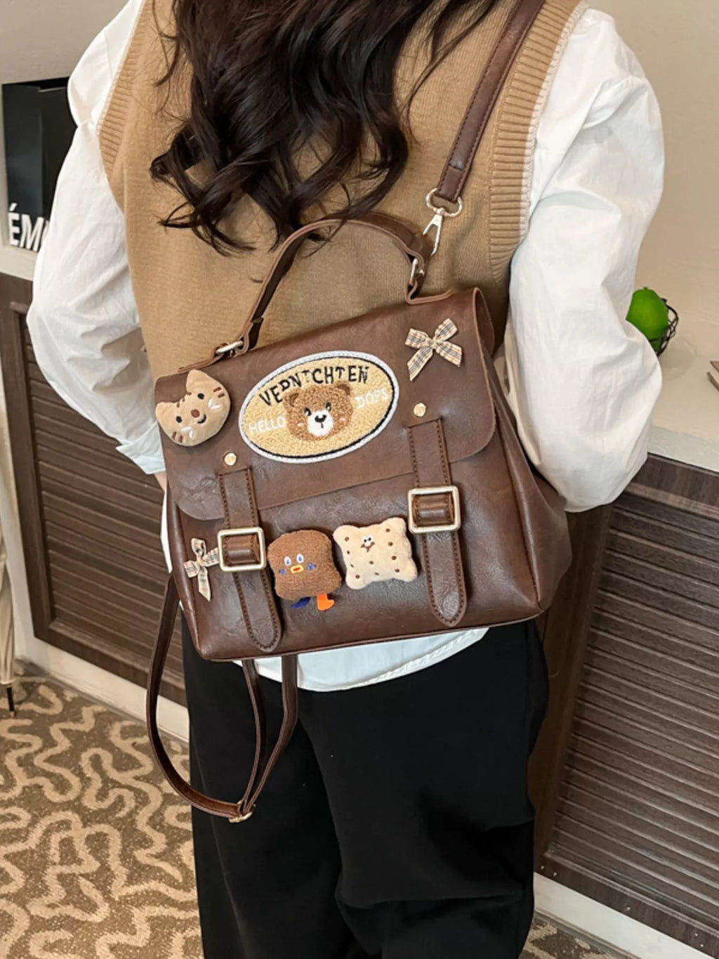 Bear Decor Backpack Bag