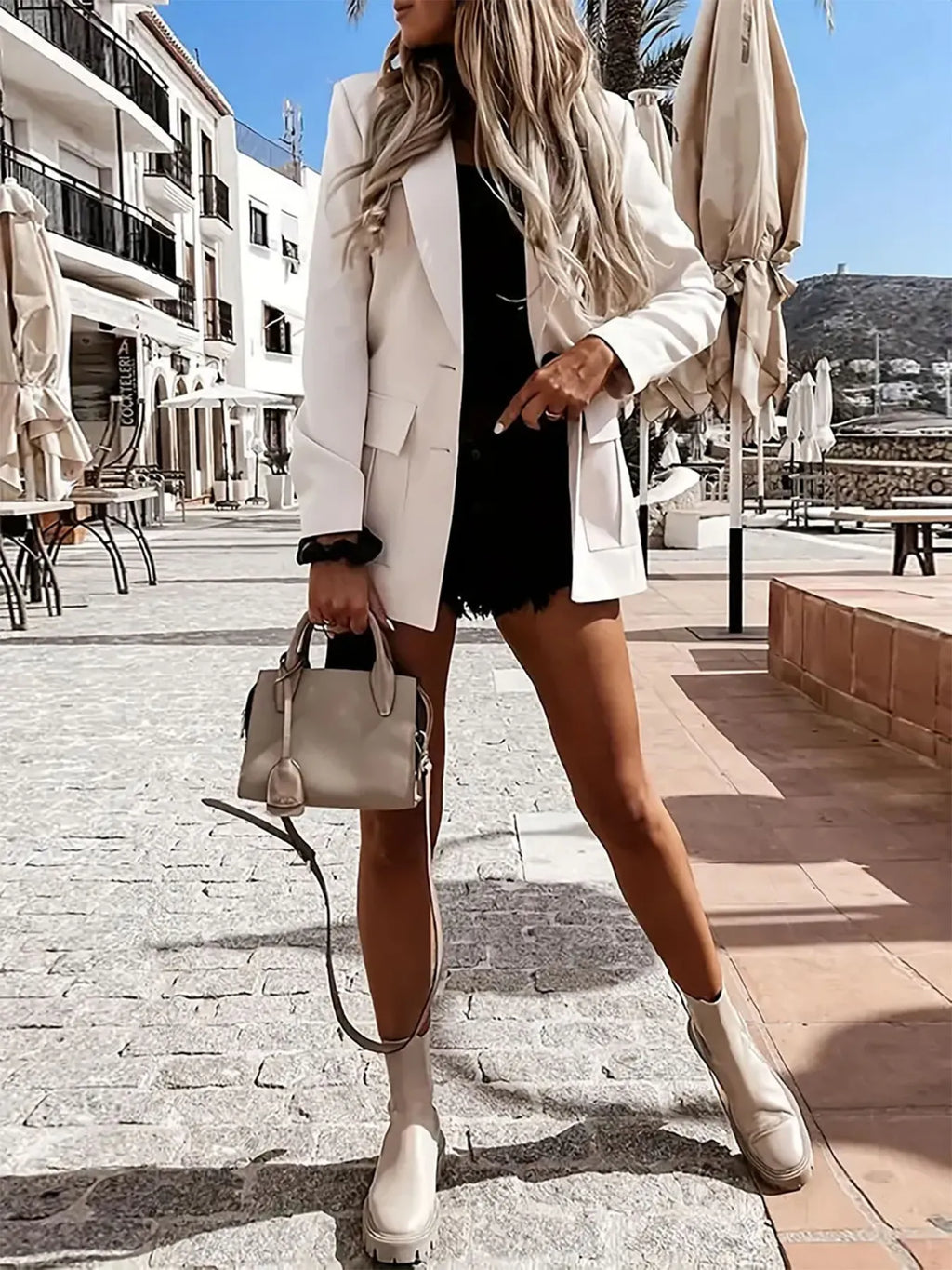 Lapel Collar Long Sleeve Blazer
