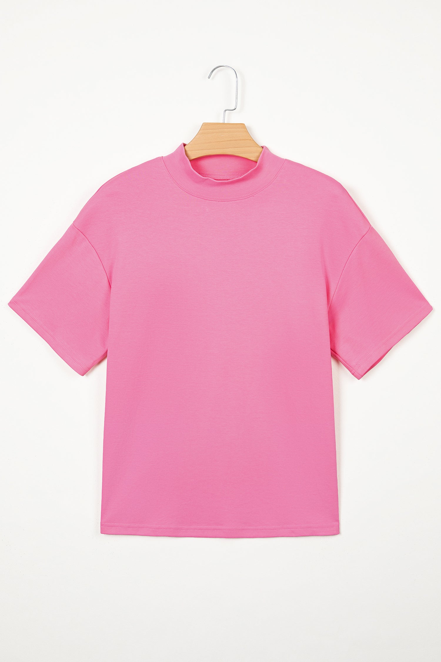 Dark Blue Solid Color High Neck Oversize Tee