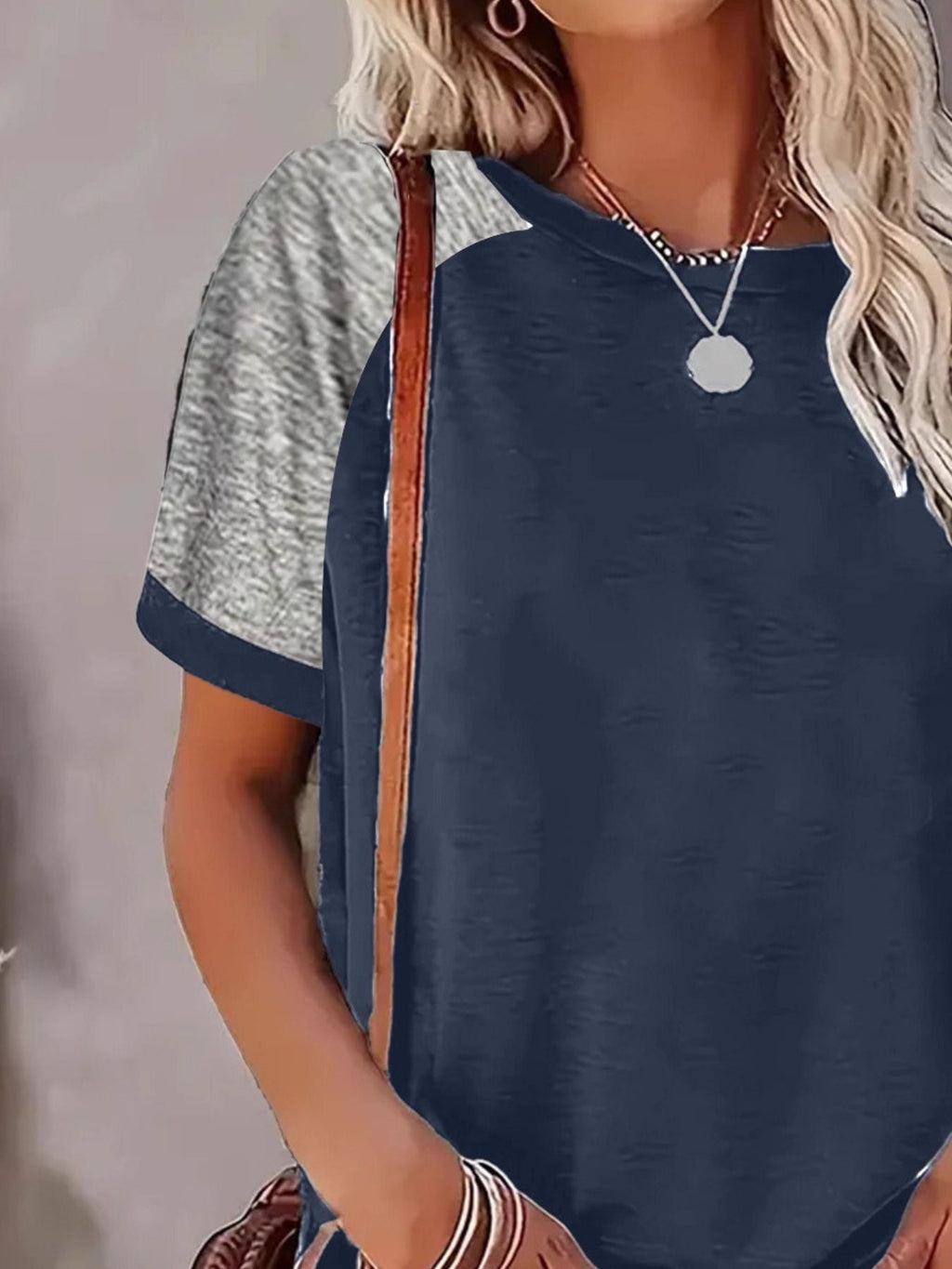 Plus Size Casual Color Block Raglan Sleeve T-Shirt