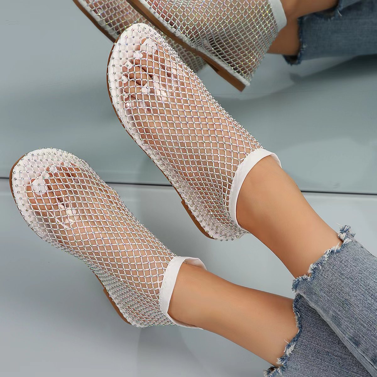Rhinestone Round Toe Sandals
