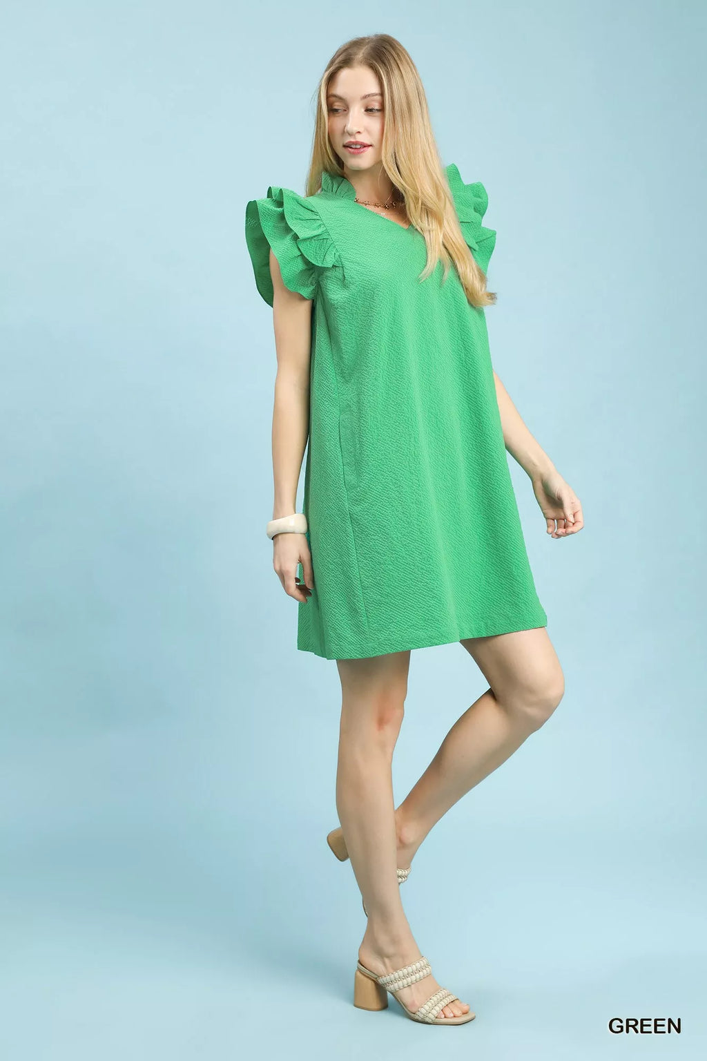 Umgee Seersucker Ruffle Shift Dress